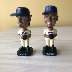 Mini 3" MLB Toy Bobbleheads Mike Piazza 31 (NYM) & Pedro Martinez 45 (BOS) Set